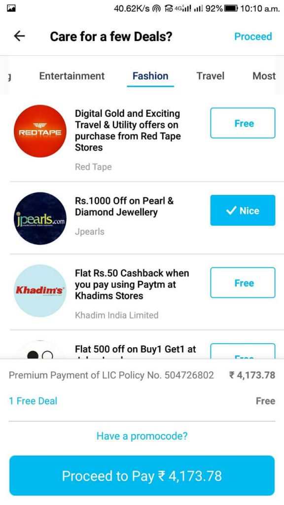 Lic Online Payment Paytm Promo Code 6